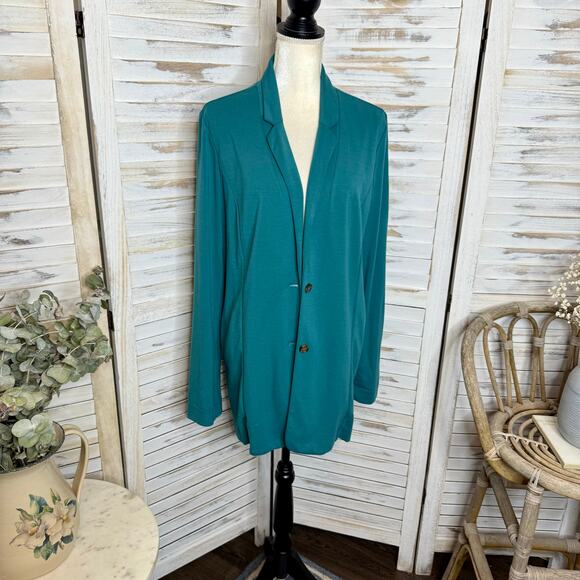 J. JILL WEAREVER COLLECTION Women's L Ponte Knit Button Blazer Career Beachy - Picture 3 of 15